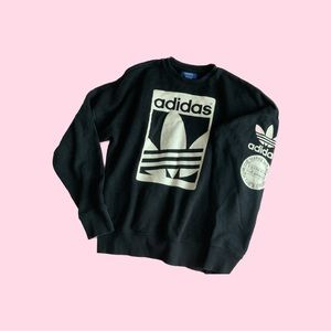 adidas the brand with the three stripes black & white pullover crewneck sweater